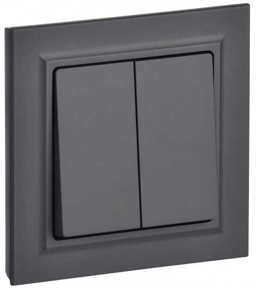IEK BRITE Выключатель 2-клавишный 10А в сборе ВСР10-2-0-БрГ графит IEK, BR-V20-0-10-K53-F