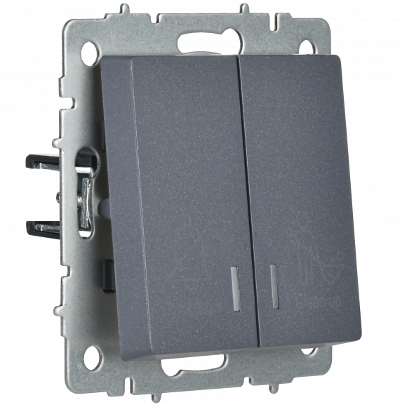 IEK BRITE Выключатель 2-клавишный с индикацией для отелей 10А ВС10-2-9-БрМ маренго , BR-V20-2-10-K35