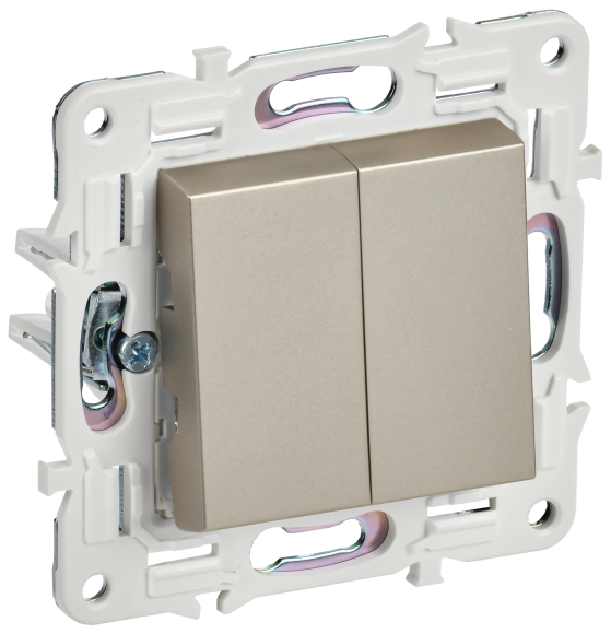 IEK SKANDY Выключатель 2-клавишный 10А SK-V04Sh шампань , SK-V20-0-10-K37