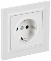 BRITE Розетка 1-местная с заземлением с защитными шторками 16А в сборе РСР14-1-0-БрАБ арктический белый , BR-R14-16-K91-F