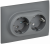 IEK SKANDY Розетка 2-местная с заземлением без защитных шторок 16А в сборе SK-R08Gr серый , SK-R21-16-K03-F