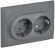 IEK SKANDY Розетка 2-местная с заземлением без защитных шторок 16А в сборе SK-R08Gr серый , SK-R21-16-K03-F