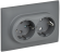 IEK SKANDY Розетка 2-местная с заземлением без защитных шторок 16А в сборе SK-R08Gr серый , SK-R21-16-K03-F