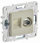SKANDY Розетка двойная TV+RJ45 кат.5E SK-A14B бежевый , SK-AK20-1-K10
