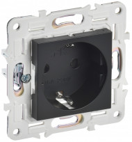 SKANDY Розетка с заземлением с защитными шторками 16А безвинтовое крепление SK-R06Bl черный , SK-R14-16-1-K02