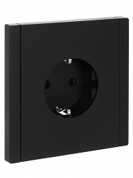 FORTE&PIANO Розетка 1-местная с заземлением с защитными шторками безвинтовое крепление 16А FP113 черный , FP-R14-16-1-K02