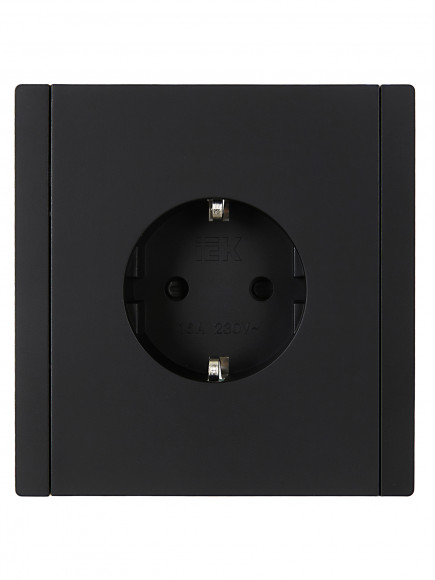 IEK FORTE&PIANO Розетка 1-местная с заземлением с защитными шторками безвинтовое крепление 16А FP113 черный , FP-R14-16-1-K02