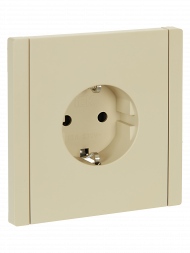 FORTE&PIANO Розетка 1-местная с заземлением с защитными шторками безвинтовое крепление 16А FP413 ваниль , FP-R14-16-1-K10
