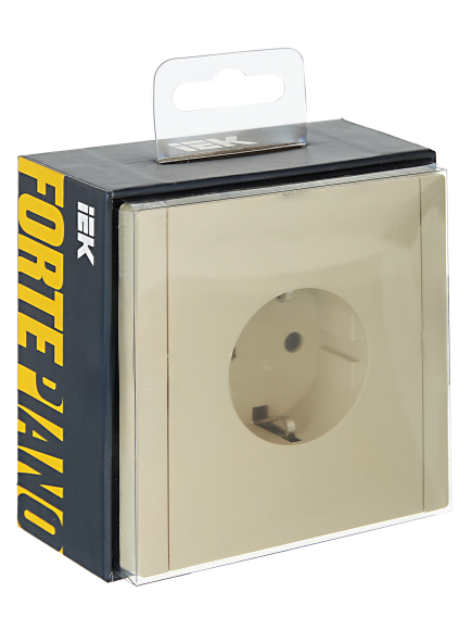 IEK FORTE&PIANO Розетка 1-местная с заземлением с защитными шторками безвинтовое крепление 16А FP413 ваниль , FP-R14-16-1-K10