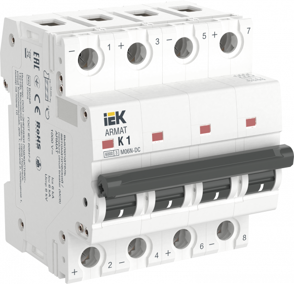 IEK ARMAT Автоматический выключатель M06N-DC 4P K 1А IEK, AR-M06N-4-K001DC