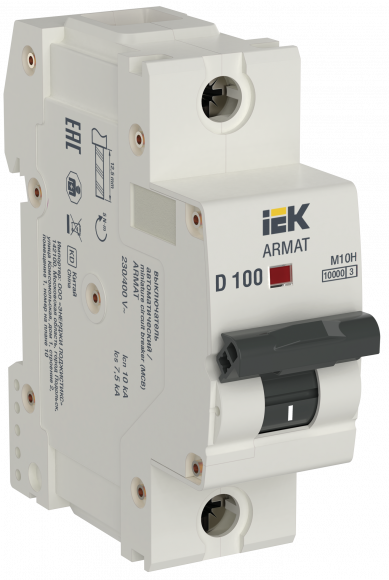 IEK ARMAT Автоматический выключатель M10H 1P D 100A IEK, AR-M10H-1-D100