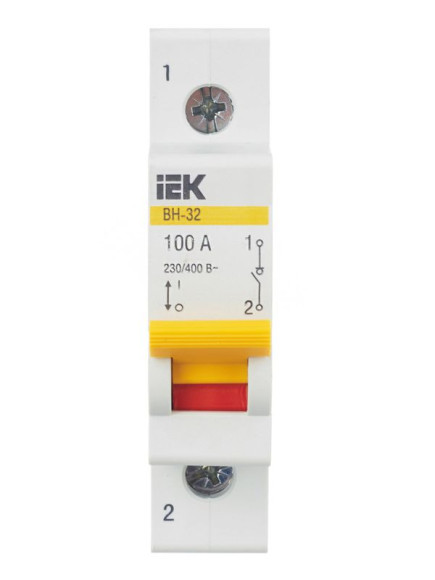 IEK KARAT Выключатель нагрузки (мини-рубильник) ВН-32 1P 100А IEK, MNV10-1-100