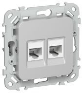 FLITE Розетка 2-местная RJ45/RJ11 категория 5Е/3 UTP РКТ5е/3-2-0-ФлА алюминий IEK, FI-KT22-1-K47