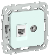 FLITE Розетка 2-местная RJ45/TV категория 5Е UTP РКТВ5е-2-0-ФлХЛ холодный лед IEK, FI-AK22-1-K94