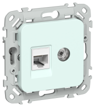 FLITE Розетка 2-местная RJ45/TV категория 5Е UTP РКТВ5е-2-0-ФлХЛ холодный лед IEK, FI-AK22-1-K94