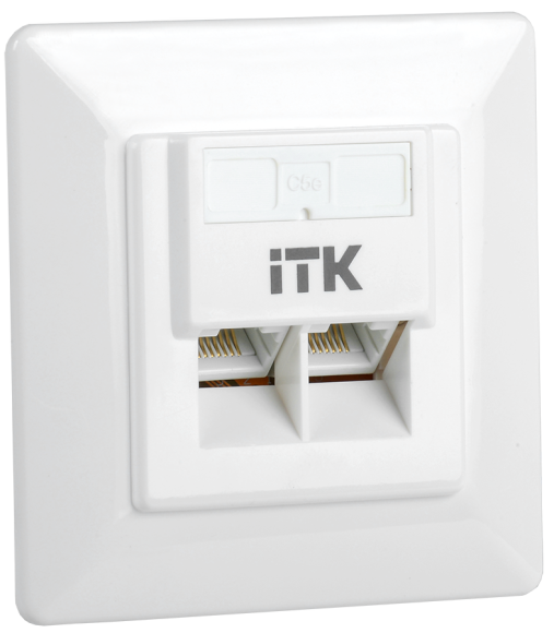 IEK ITK Внутренняя инф. розетка RJ45 кат. 5Е UTP 2 порта, CS2-1C5EU-2-1 IEK ITK Внутренняя инф. розетка RJ45 кат. 5Е UTP 2 порта, CS2-1C5EU-2-1