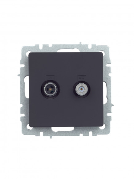 IEK BRITE Розетка двойная TV+SAT РТВ/РСп12-БрГ графит , BR-AF20-O-K53
