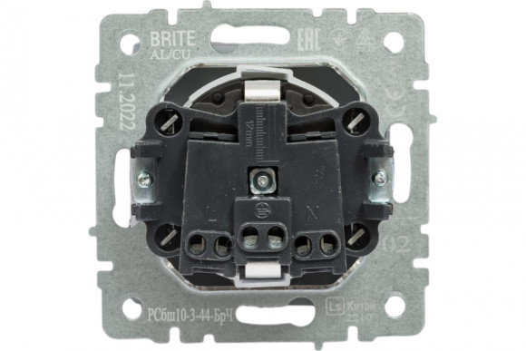 IEK BRITE Розетка 1-местная с заземлением с защитными шторками и крышкой 16А IP44 РСбш10-3-44-БрТБ темная бронза , BR-R16-16-44-K45