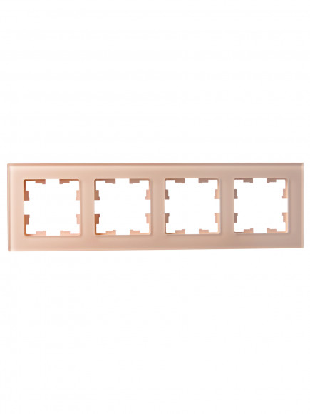 IEK BRITE Рамка 4-местная РУ-4-2-БрП стекло персиковый матовый , BR-M42-G-31-K96
