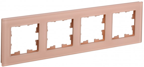 IEK BRITE Рамка 4-местная РУ-4-2-БрП стекло персиковый матовый IEK, BR-M42-G-31-K96