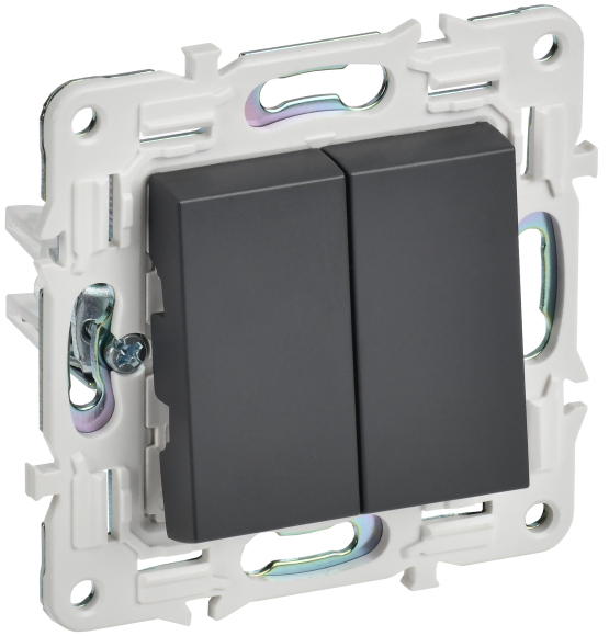 IEK SKANDY Выключатель 2-клавишный 10А SK-V04T титан , SK-V20-0-10-K48