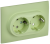 IEK SKANDY Розетка 2-местная с заземлением без защитных шторок 16А в сборе SK-R08G мятный , SK-R21-16-K06-F