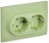 IEK SKANDY Розетка 2-местная с заземлением без защитных шторок 16А в сборе SK-R08G мятный , SK-R21-16-K06-F
