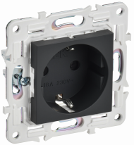 SKANDY Розетка с заземлением с защитными шторками 16А безвинтовое крепление SK-R06G графит , SK-R14-16-1-K53