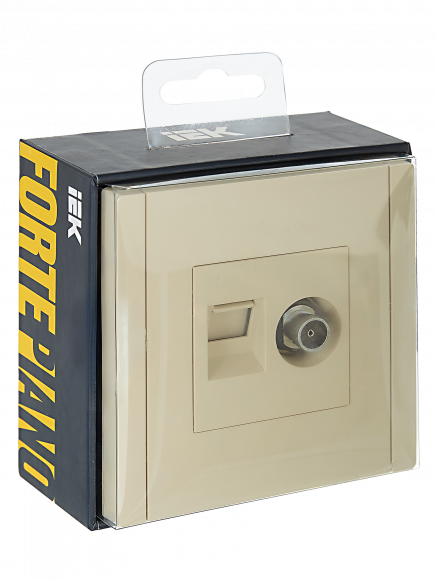 IEK FORTE&PIANO Розетка двойная TV+RJ45 кат.5E FP436 ваниль , FP-AK20-1-K10