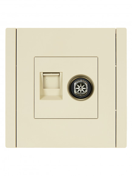 IEK FORTE&PIANO Розетка двойная TV+RJ45 кат.5E FP436 ваниль , FP-AK20-1-K10