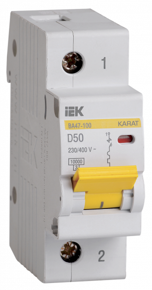 IEK KARAT Автоматический выключатель ВА47-100 1P D 50А 10кА IEK, MVA40-1-050-D