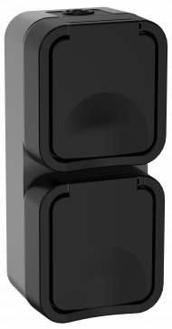 TORS Розетка 2-местная вертикальная 16А IP55 TS132 графит IEK, TS-R26-16-55-V-K53