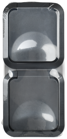 IEK TORS Розетка 2-местная вертикальная 16А IP55 TS132 графит IEK, TS-R26-16-55-V-K53