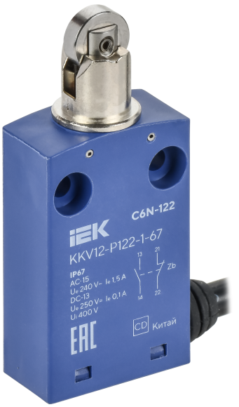 IEK Выключатель концевой C6N-122 толкатель с нажимным роликом IP67 IEK, KKV12-P122-1-67