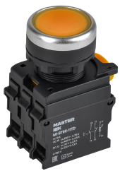 Кнопка с подсветкой и фиксацией d=22мм 1NO+1NC жёлтая MASTER IEK, MI-BT60-11TD-3-11-K05 Кнопка с подсветкой и фиксацией d=22мм 1NO+1NC жёлтая MASTER IEK, MI-BT60-11TD-3-11-K05