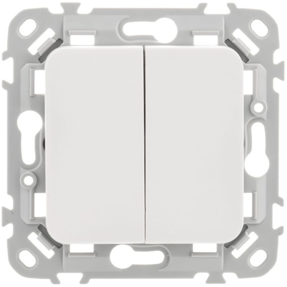 IEK FLITE Выключатель 2-клавишный 10А ВС12-1-0-ФлБ белый IEK, FI-V20-0-10-1-K01