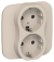 IEK FLITE Розетка 2-местная с заземлением с защитными шторками 16А РСш12-0-А-ФлЛ льняной IEK, FI-R24A-16-K88