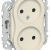 FLITE Розетка 2-местная без заземления с защитными шторками безвинтовое крепление 10А РСш02-1-ФлСл сливочный IEK, FI-R23-10-1-K86