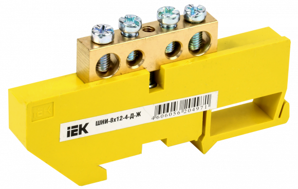 IEK Шина PE "земля" на DIN-изол ШНИ-8х12-4-Д-Ж IEK, YNN10-812-4D-K05