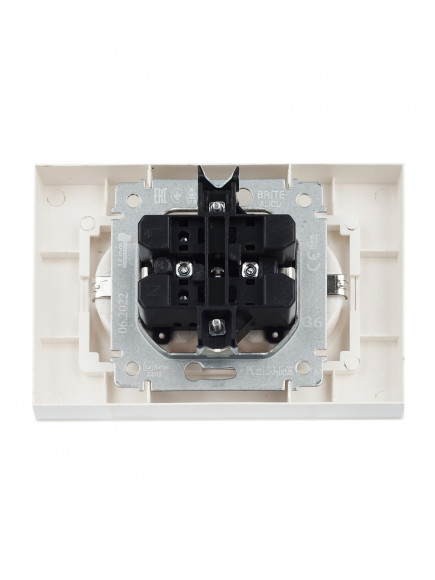 IEK BRITE Розетка 2-местная с заземлением с защитными шторками 16А в сборе РСш12-3-БрЖ жемчуг , BR-R24-16-K36-F