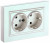 IEK BRITE Розетка 2-местная с заземлением с защитными шторками 16А в сборе РСш12-3-БрЖ жемчуг , BR-R24-16-K36-F