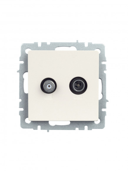 IEK BRITE Розетка двойная TV+SAT РТВ/РСп12-БрЖ жемчуг , BR-AF20-O-K36