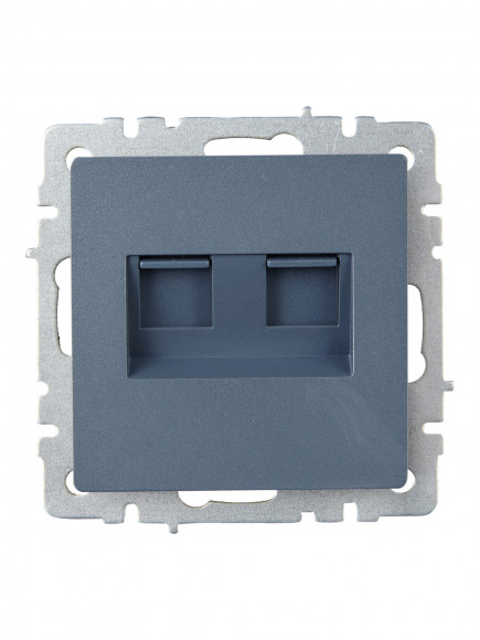 IEK BRITE Розетка компьютерная двойная RJ45 кат.6 РК11-2-БрМ маренго , BR-K20-2-K35