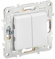 SKANDY Выключатель 2-клавишный 10А SK-V04W арктический белый , SK-V20-0-10-K01