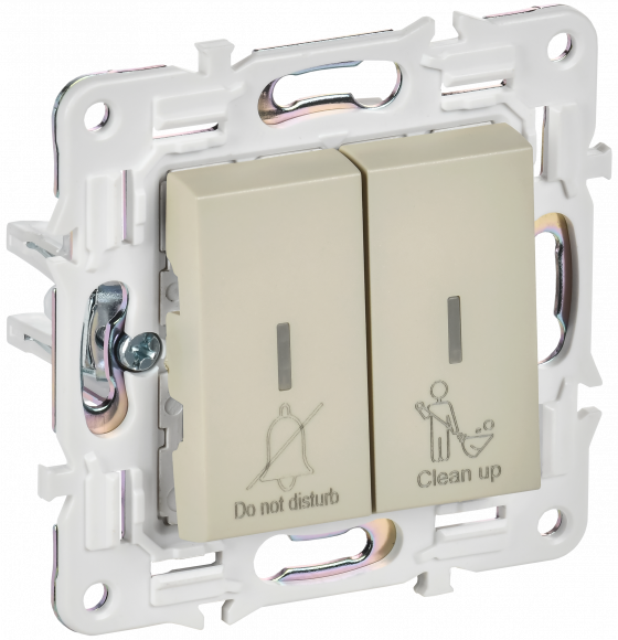 IEK SKANDY Выключатель 2-клавишный с индикацией для отелей 10А SK-V16B бежевый , SK-V20-2-10-K10