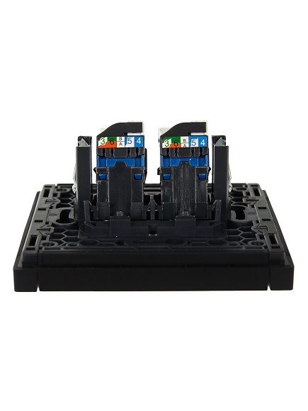 IEK FORTE&PIANO Розетка компьютерная двойная RJ45 кат.6 FP134 черный , FP-K20-2-K02