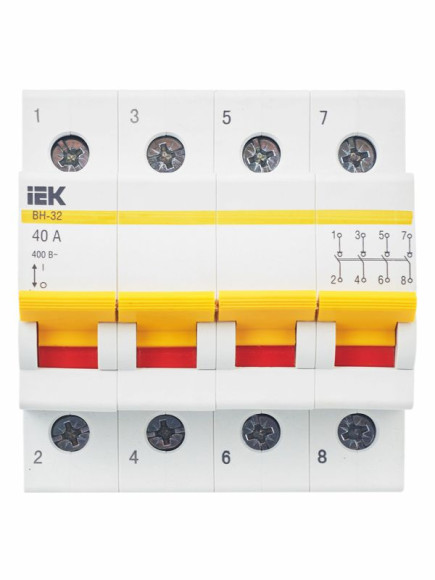 IEK KARAT Выключатель нагрузки (мини-рубильник) ВН-32 4P 40А IEK, MNV10-4-040