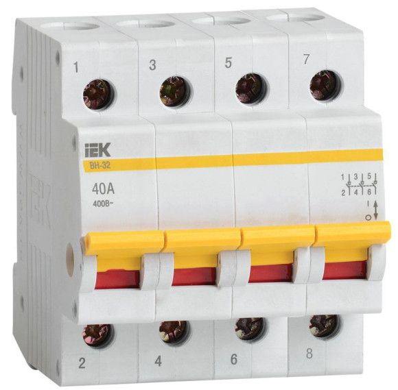 IEK KARAT Выключатель нагрузки (мини-рубильник) ВН-32 4P 40А IEK, MNV10-4-040