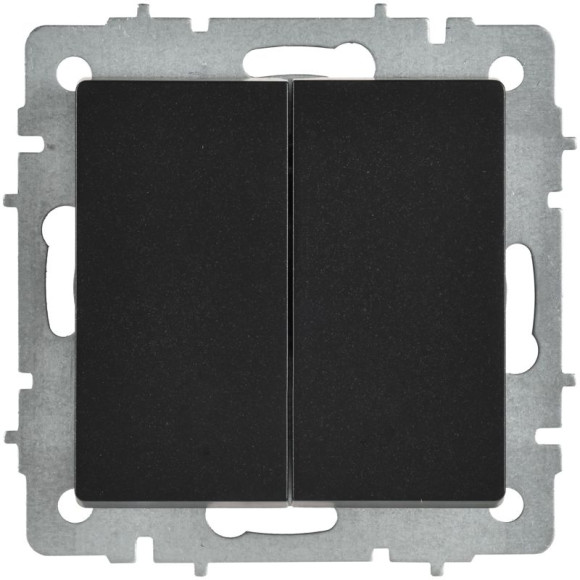 IEK BRITE Выключатель 2-клавишный 10А безвинтовое крепление ВС11-2-0-БрЧ черный IEK, BR-V20-0-10-1-K02