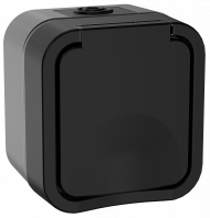 TORS Розетка 1-местная с заземляющим контактом и крышкой 16А IP55 TS120 графит IEK, TS-R16-16-55-K53